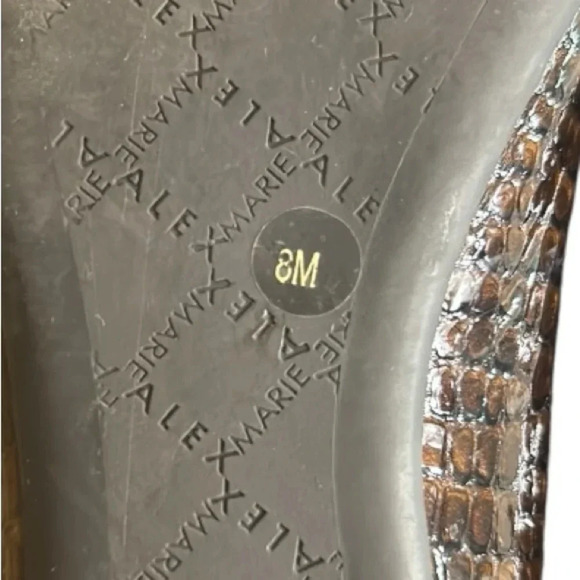 Alex Marie Leather Croc Embossed Open Toe Flats Brown Size 8 - Picture 9 of 9